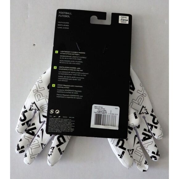 Nike N.100.2024.102 Unisex Youth Sz Small White Superbad 6.0 Football Gloves - Picture 2 of 3